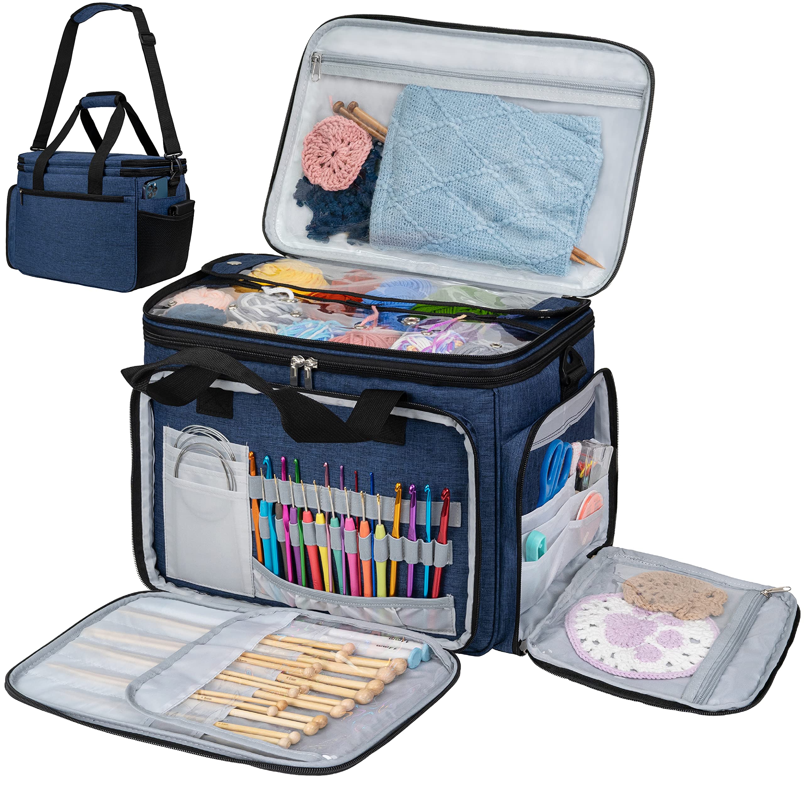 Amazon.com: PAVILIA Knitting Bag Yarn Storage Tote, Large Crochet